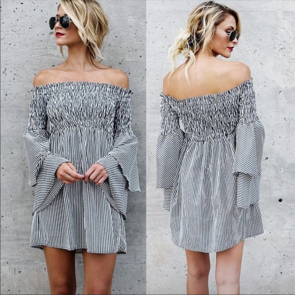 Intermix Festival Striped Off Shoulder Dress - Picture 4 of 8
